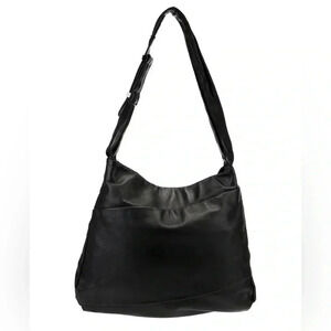 Halston Hmeritage black leather shoulder handbag